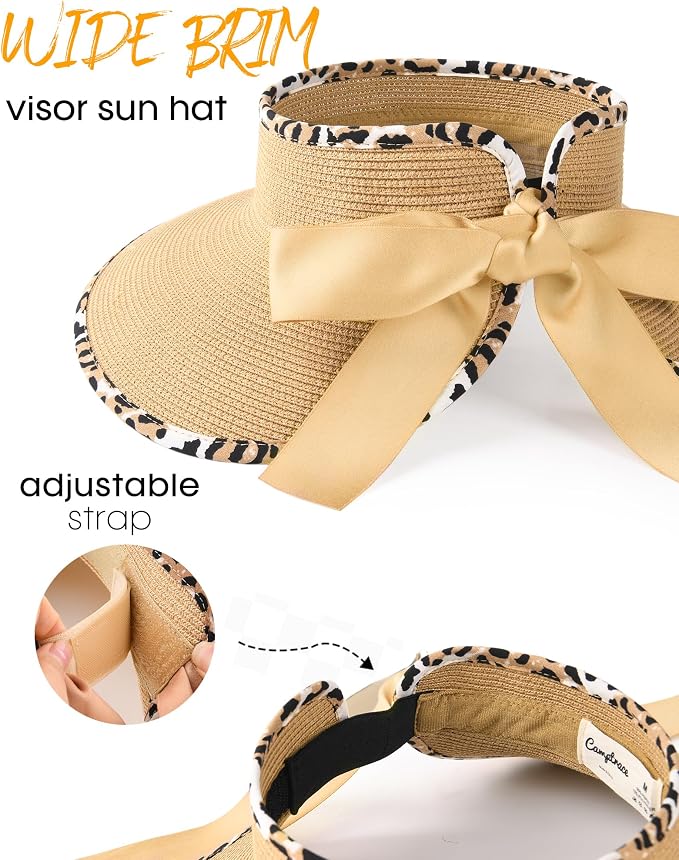 Camptrace Sun Visors for Women Wide Brim Beach Hat Foldable Straw Visor Hat - Image 4