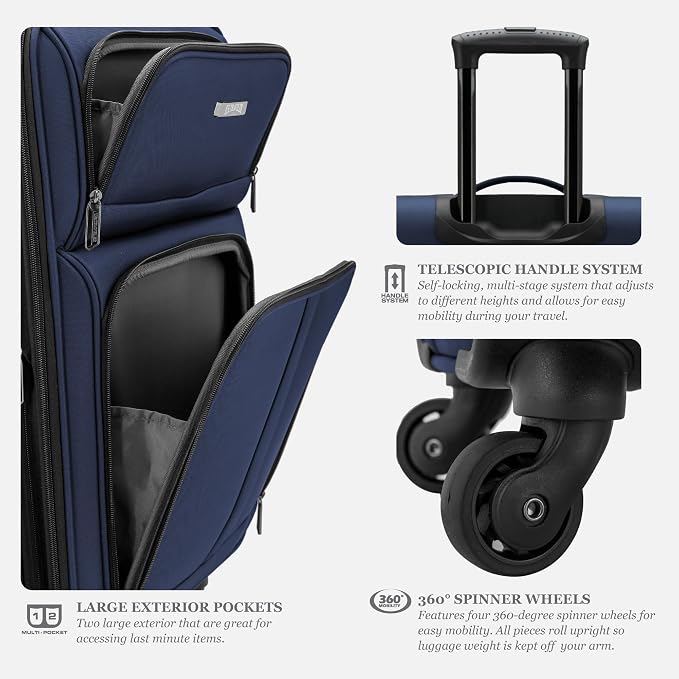U.S. Traveler Anzio Softside Expandable Spinner Luggage, Dark Grey, Carry-on - Image 3