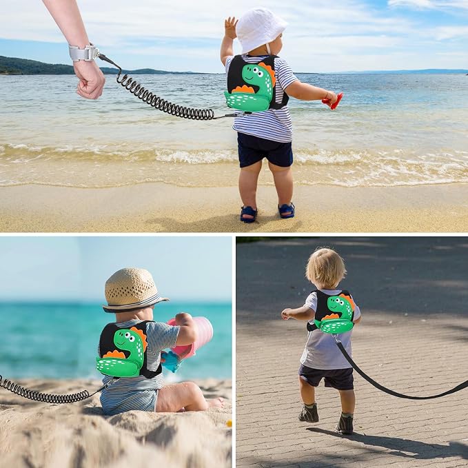 Accmor Toddler Harness Leash + Anti Lost Wrist Link, Cute Dinosaur Kids Leash - Image 6