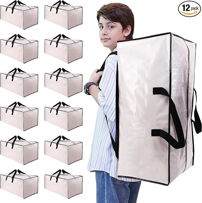 Heavy Duty Moving Bags with Backpack Straps and Strong Handles, Alternative to by NATURELUX