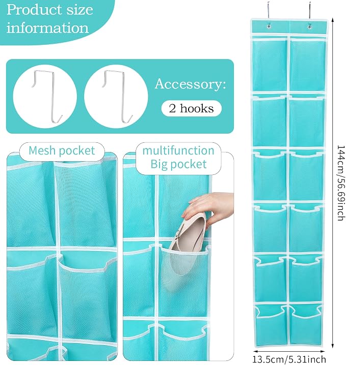 Over the Door Hanging Shoe Organizer, 12 Pockets - Image 4