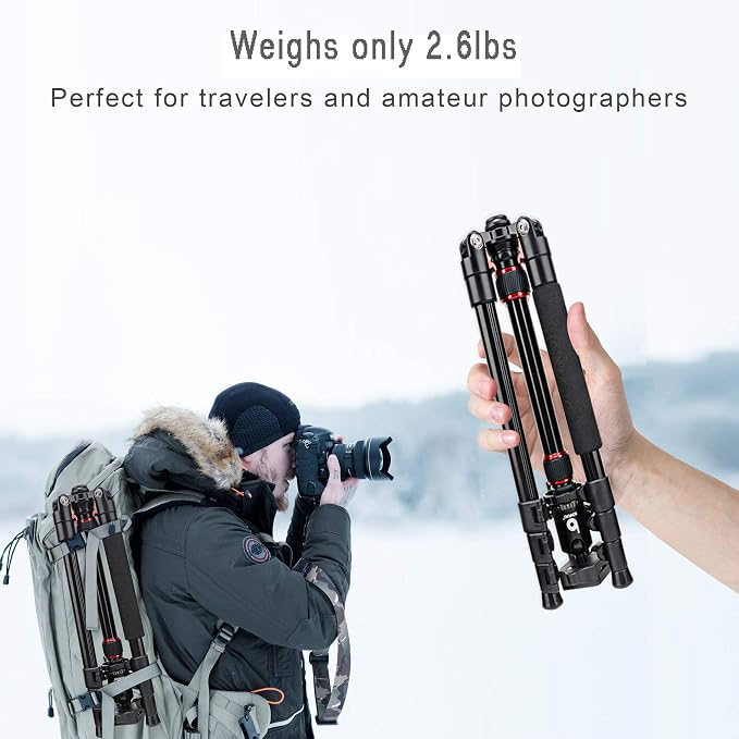 BONFOTO B690A Camera Tripod for Travel, Lightweight Aluminum Portable DSLR - Image 5