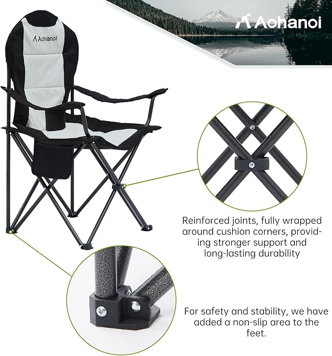Camping Chairs for Heavy People, Folding Chairs for Outside Outdoor Folding - Image 6