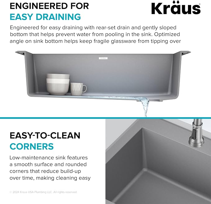 KRAUS Forteza 33-inch Drop In/Undermount Single Bowl Granite Kitchen Sink in - Image 8