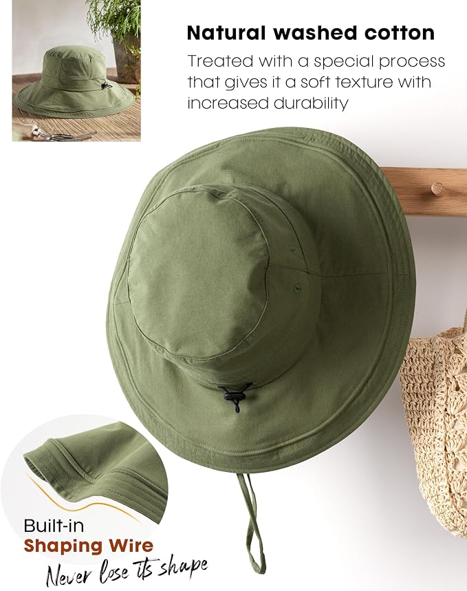 Sun Hats for Women Gardening Hat Wide Brim Ponytail Beach Sun Protection - Image 5