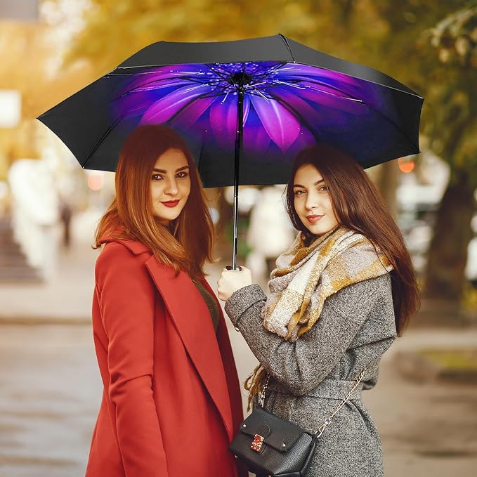 LLanxiry Compact Travel Umbrella, Mini Windproof Umbrellas - Image 6