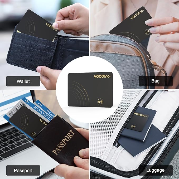 VOCOlinc Air Card Tag Rechargeable Wallet Tracker 1.6mm 2 Pack Black, Item - Image 7