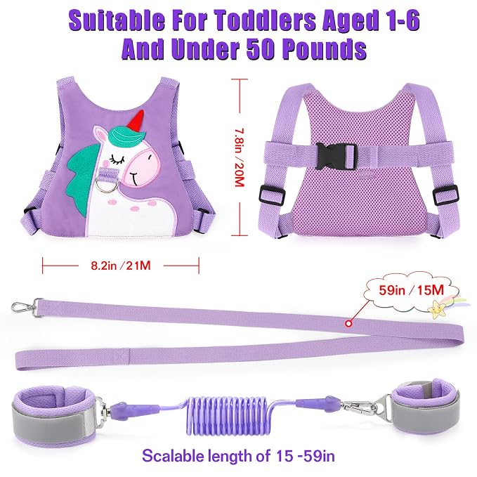 Toddler Leash-Baby Walking Safty Harness and Child Anti Lost Wrist Link - Image 2