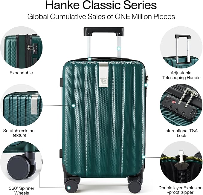 Hanke 20 Inch Expandable Carry on Luggage 22x14x9 Airline Approved Lightweight - Image 5