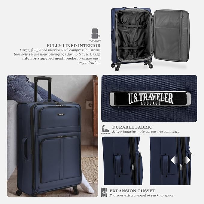 U.S. Traveler Anzio Softside Expandable Spinner Luggage, Dark Grey, - Image 4