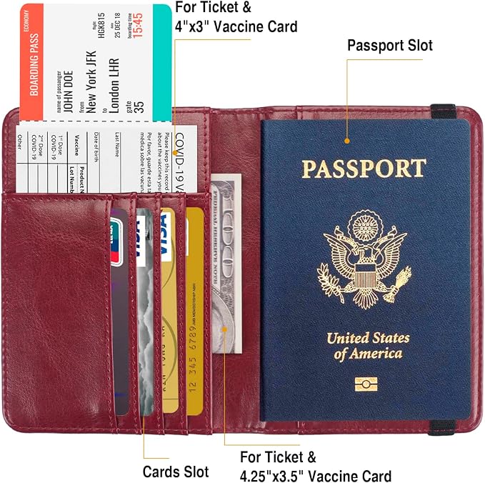 Passport Holder for Travel Passport Cover for Men Passport Wallet Case - Image 3