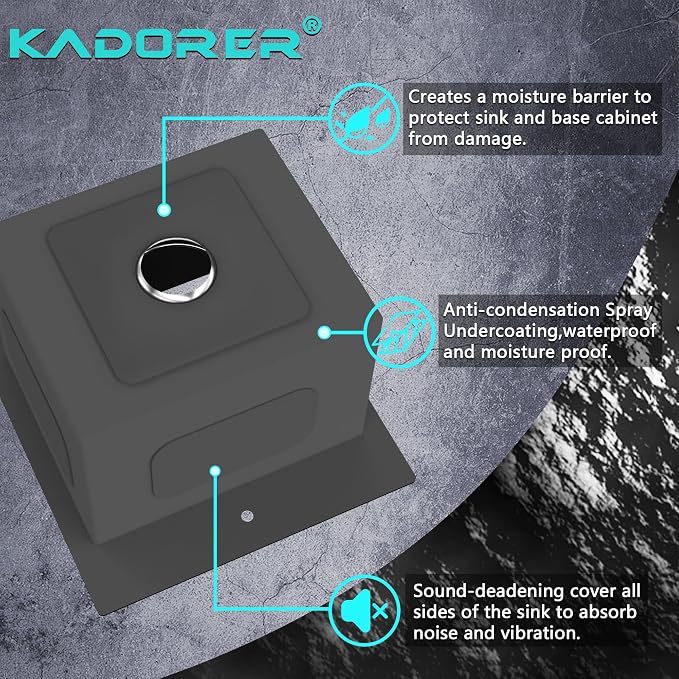 15 x 15 Inch Black Drop In Kitchen Sink - Image 6