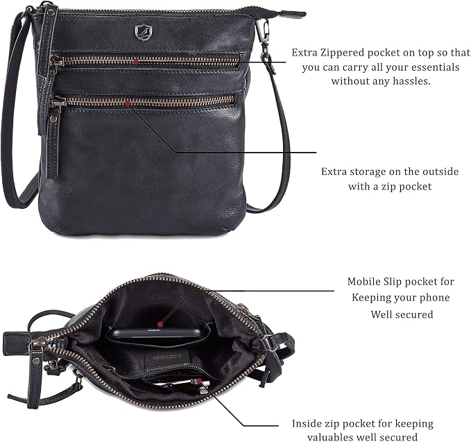 Crossbody Sling Bag for Women Small Real Leather Purse Vintage Travel Crossover - Image 2