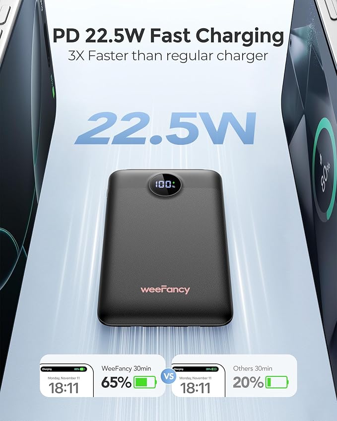 Mini Portable Charger with Built-in Cables 22.5W Fast Charging Power Bank USB-C - Image 4