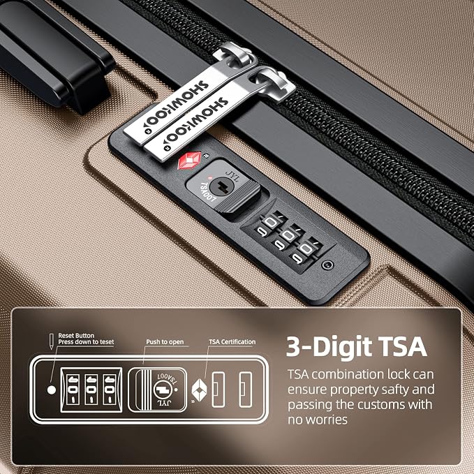 SHOWKOO Luggage Sets Expandable PC+ABS Durable Suitcase Double Wheels TSA Lock - Image 4