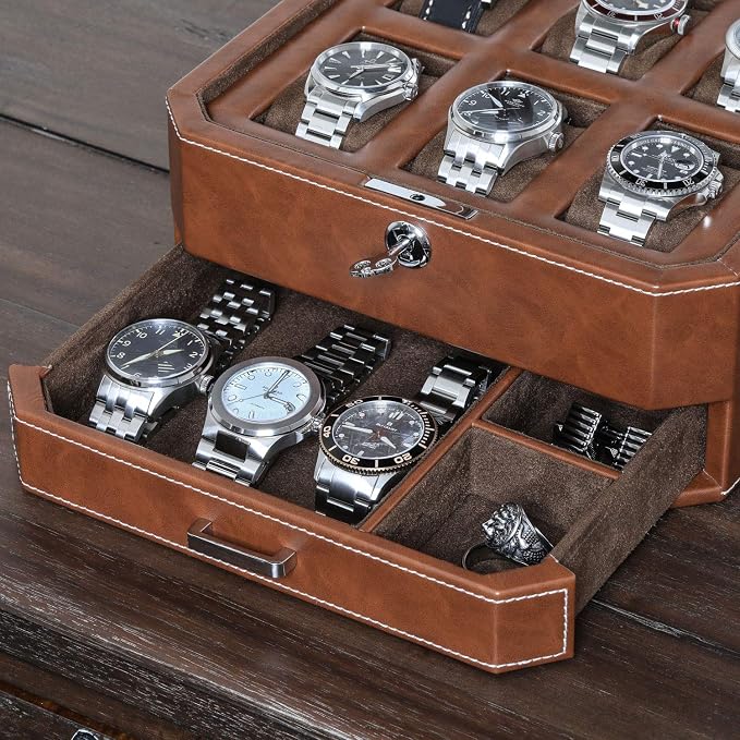 Gift Set 6 Slot Leather Watch Box - Image 9