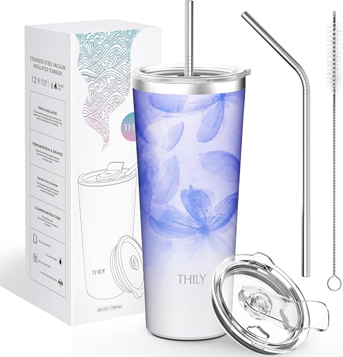 THILY Stainless Steel Vacuum Insulated Tumbler Travel Mug 26 oz Coffee Cup - Image 6