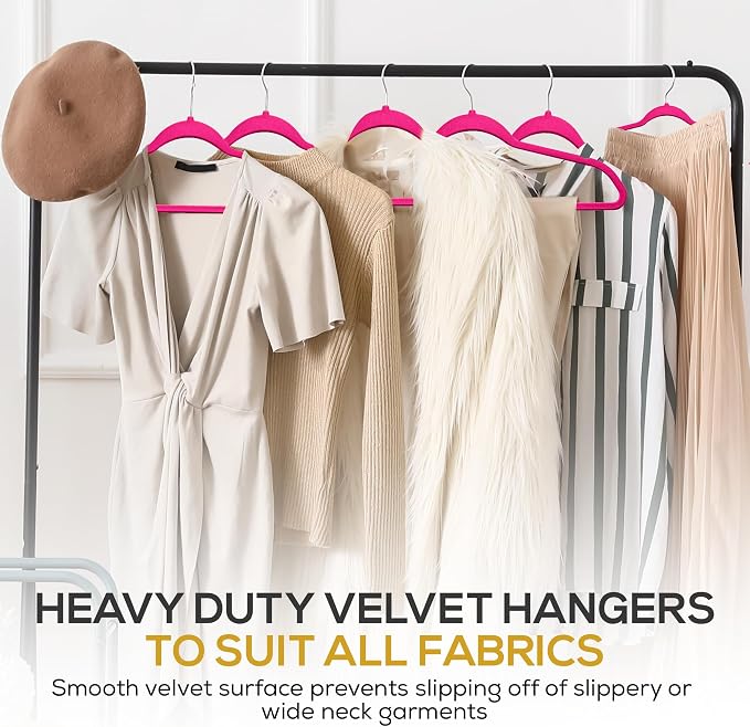 Premium Velvet Hangers 50 Pack Ultra Thin Non Slip Adult Felt Space Saving Suit - Image 6