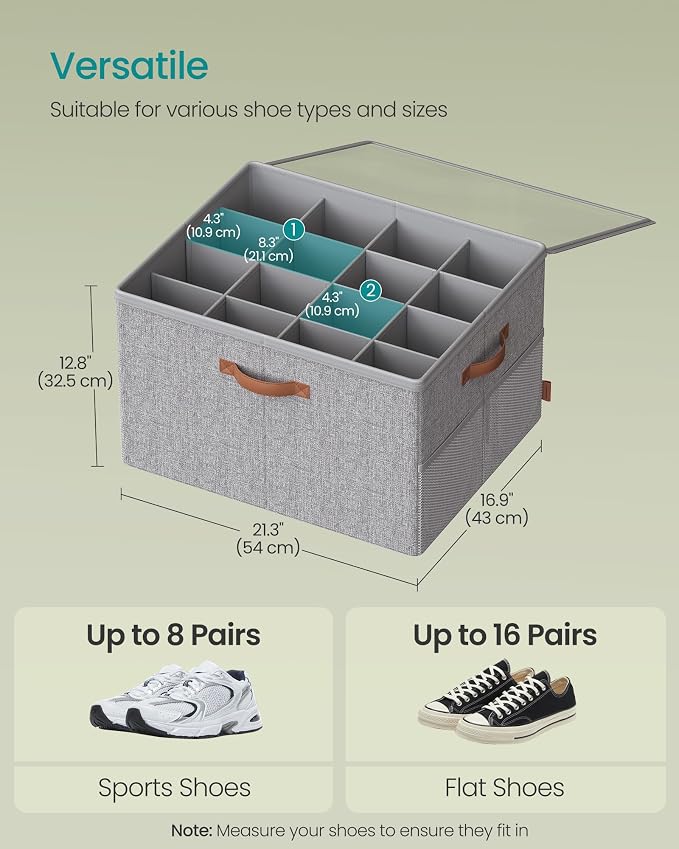 SONGMICS Shoe Organizers for Closet, Pack 2 Shoe Storage Bins, Fits 32 Pairs - Image 6