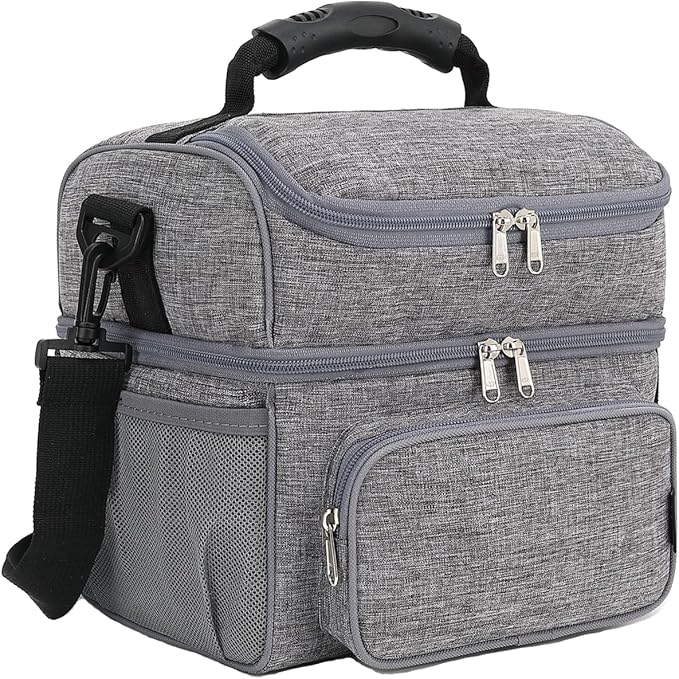 FlowFly Double Layer Cooler Insulated Lunch Bag Adult Lunch Box Large Tote Bag by FlowFly