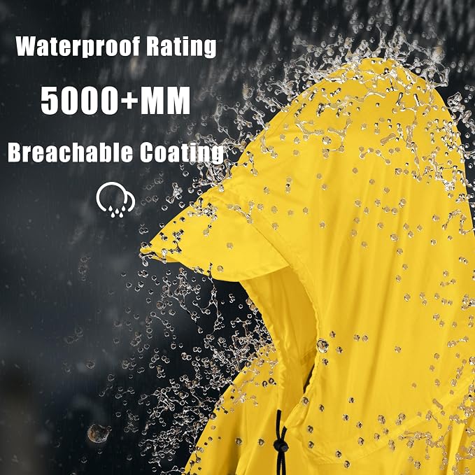 Coralrain Hooded Rain Poncho Lightweight Waterproof Unisex Raincoat Jacket - Image 2