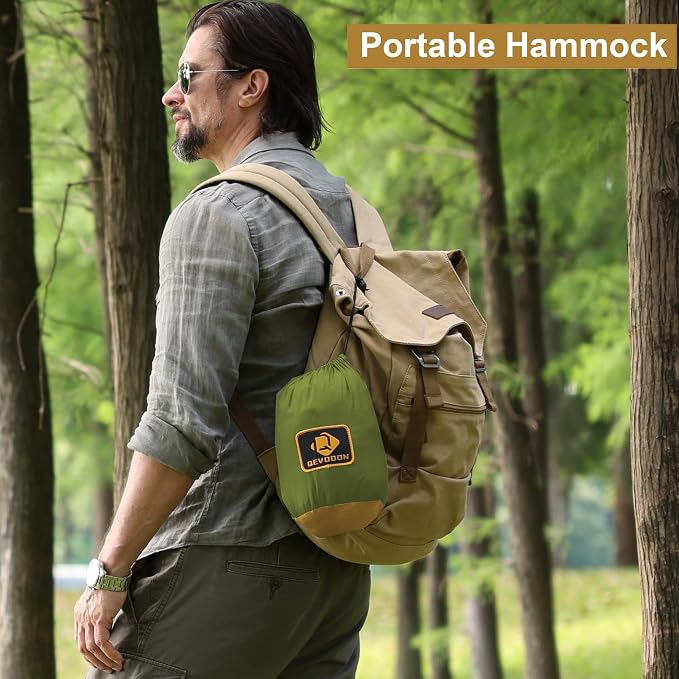 Camping Hammock with Net, Portable Lightweight Double Hammocks with Tree Straps - Image 6