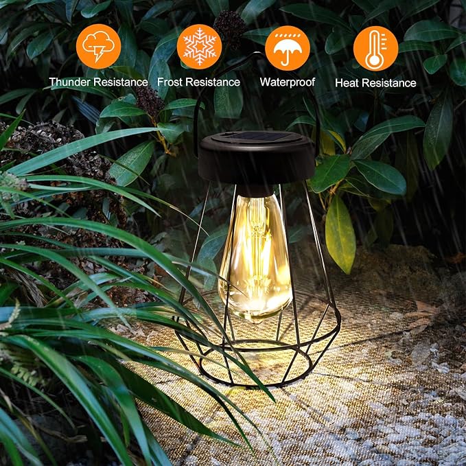 Solar Lanterns Outdoor Lights, Metal Hanging Solar Lights Outdoor Waterproof - Image 6