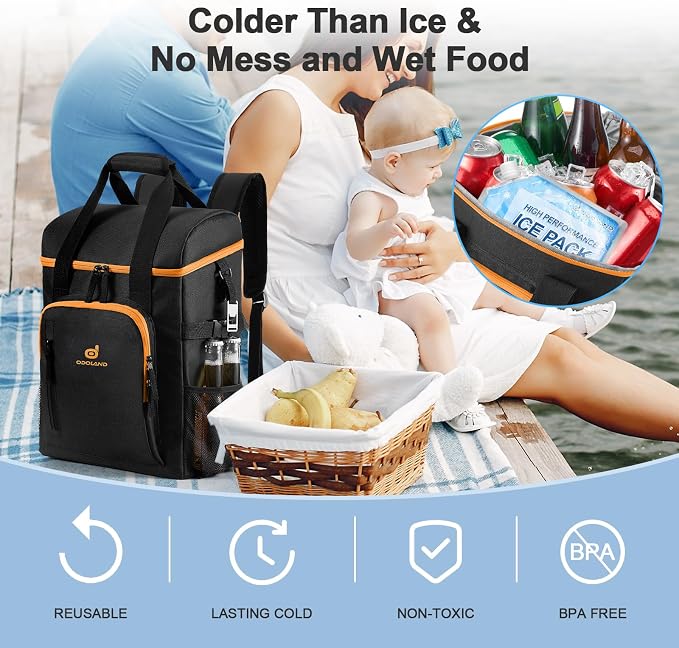 Odoland Cooler Backpack, 30 Cans Insulated Leak-Proof Cooler Bag - Image 7