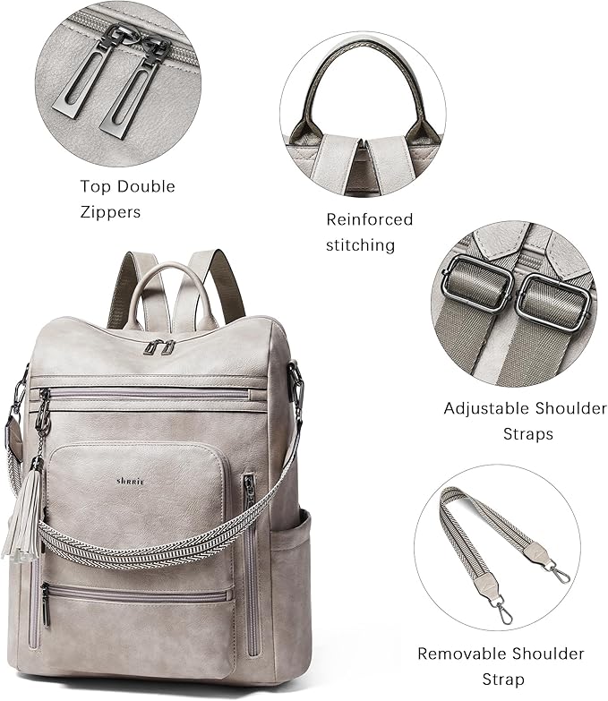 Shrrie Vegan Leather Laptop Backpack - Image 6