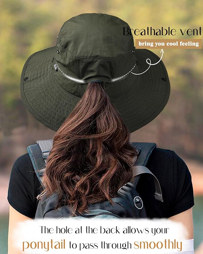 FURTALK Sun Hats for Women Ponytail UPF 50+ Beach Summer Hat Wide Brim Packable - Image 3