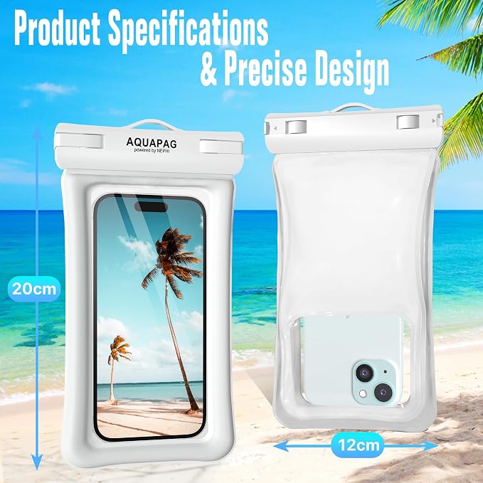 NEPHI IP68 Waterproof Phone Pouch -Up to 8.0"，Adjustable Neck Lanyard Floating - Image 3