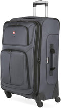 SwissGear Sion Softside Expandable Luggage, Dark Grey, Checked-Medium 25-Inch by SwissGear
