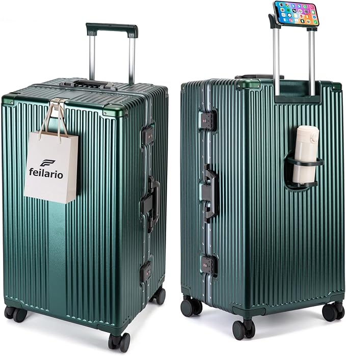 feilario 30in Super Large Captain Aluminum Frame Hardside Spinner Wheels Luggage by feilario