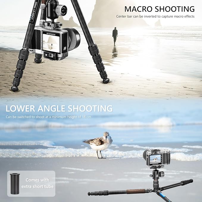 Lightweight Carbon Fiber Reverse Folding Travel Tripod - Image 6