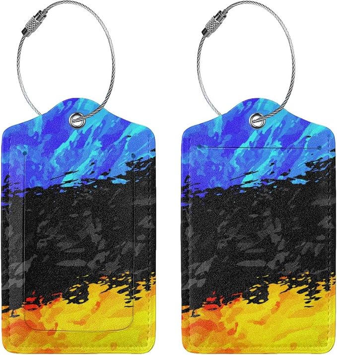 Blue Black Yellow Abstract Bag Tags - Image 3
