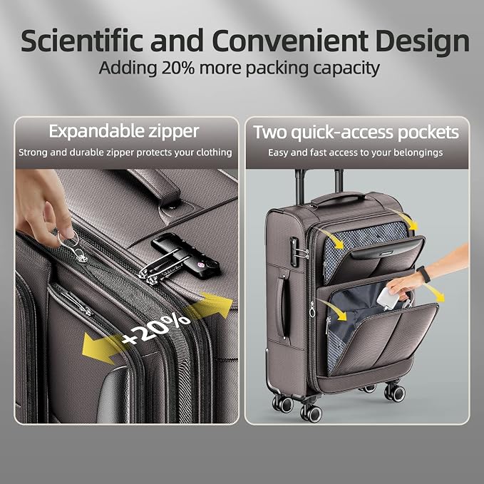 SHOWKOO Luggage Sets 3 Piece Softside Expandable Lightweight Durable Suitcase - Image 4