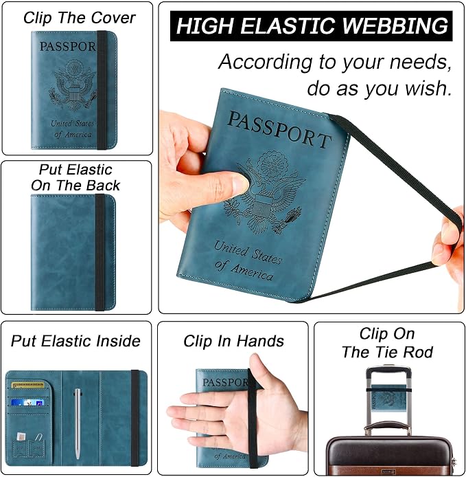 Passport Holder Cover Wallet Travel Essentials Leather Rfid Blocking Case - Image 3