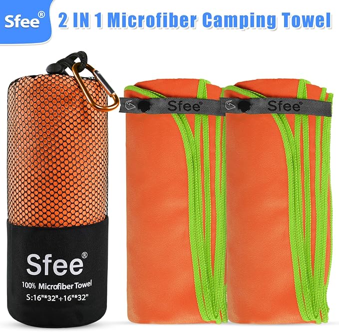 Sfee 2 Pack Microfiber Travel Towel, Quick Dry Towel Camping Towel Beach Towel - Image 6
