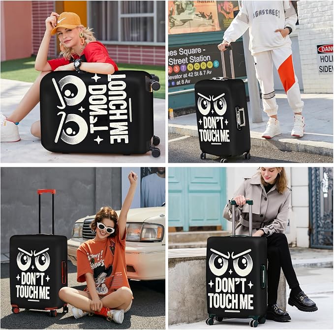 ANNA QUEEN Funny “Don’t Touch Me” Luggage Cover, Bold Black Suitcase Protector - Image 7