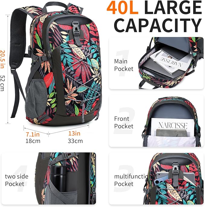 40L Hiking Backpack Lightweight Daypack Waterproof Travel Camping Backpack - Image 3