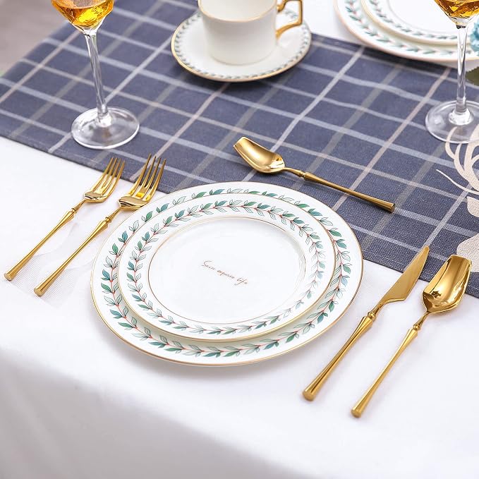 20-Piece Gold Silverware Set for 4, Modern 18/10 Stainless Steel Flatware Set - Image 7