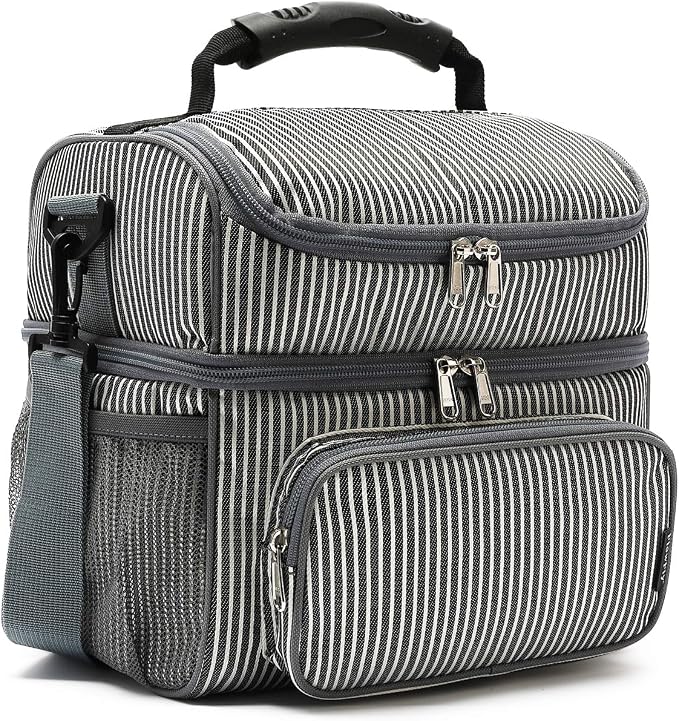FlowFly Double Layer Cooler Insulated Lunch Bag Adult Lunch Box Large Tote Bag by FlowFly
