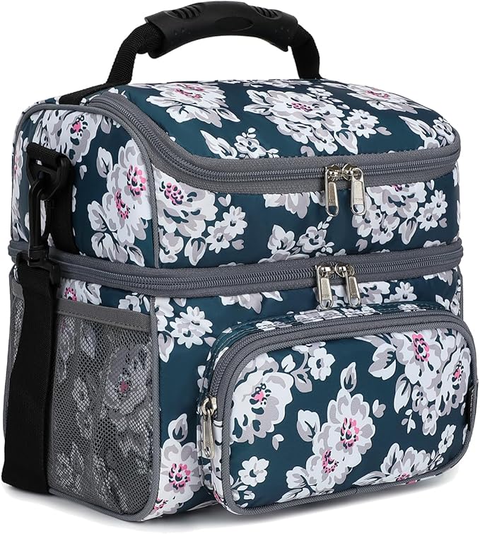 FlowFly Double Layer Cooler Insulated Lunch Bag Adult Lunch Box Large Tote Bag by FlowFly