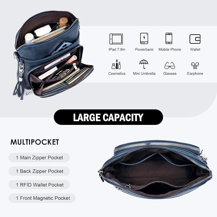 Crossbody Purse for Women, Lightweight Medium Crossbody Bag Soft Leather - Image 5