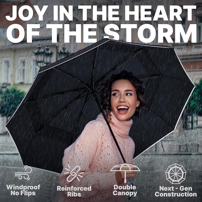 Royal Walk Windproof Folding Travel Umbrella Compact and Strong Luxurious Real - Image 4