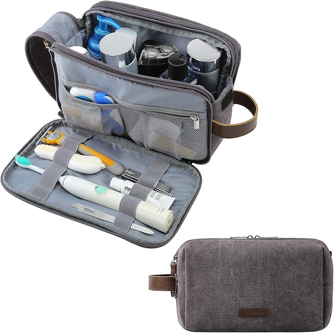 BAGSMART Toiletry Bag for Men, Canvas Travel Toiletry Organizer Dopp Kit by BAGSMART