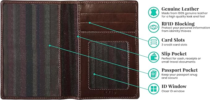 Personalized Monogrammed Toffee Leather RFID Passport Wallet - Image 2