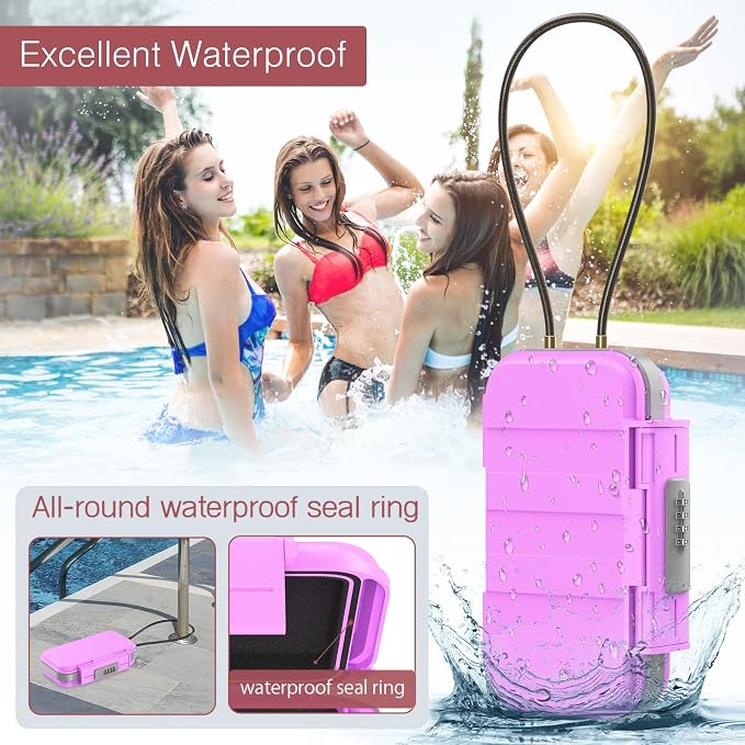 LOFICOPER Portable Safe Box, Travel Safe Lock Box, Waterproof Beach Lock Box - Image 2