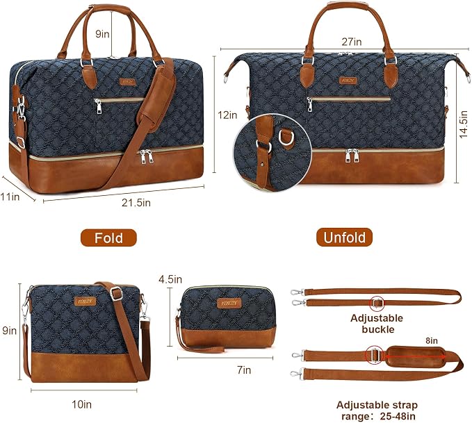 Weekender Bag for Women, Travel Duffel Bag Carry On Overnight Bag - Image 7