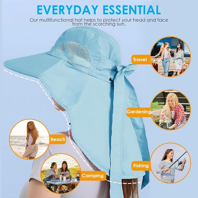 Womens Sun Hat UV Protection, Foldable Waterproof Wide Brim Bucket Hats - Image 4